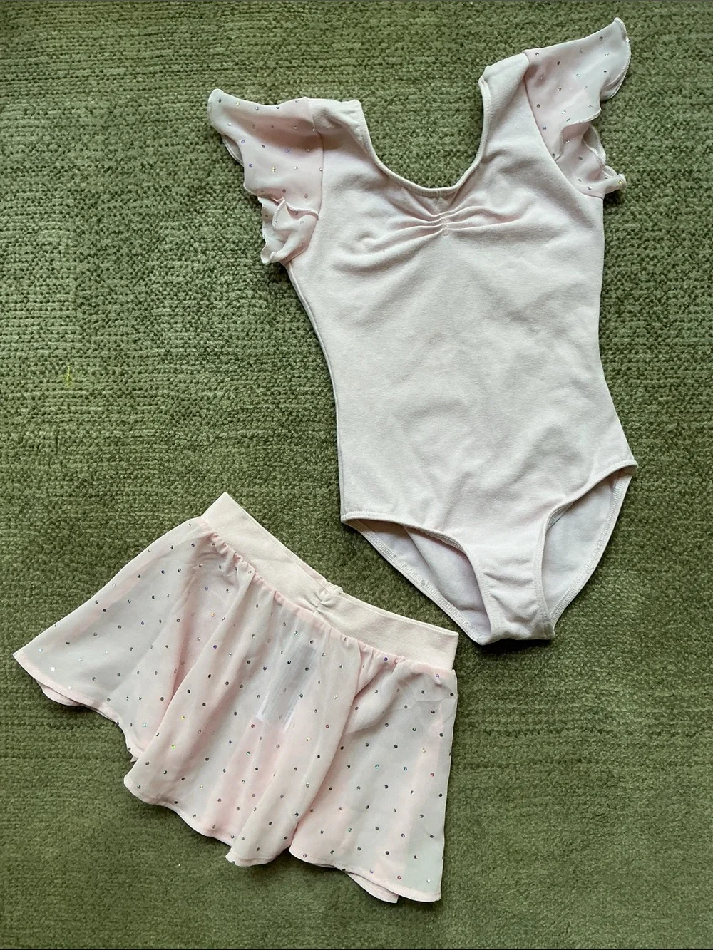 Bloch Girls' -Sz 2-4T- Baby Pink Ballet Leotard with Matching Sparkle Tulle Skir